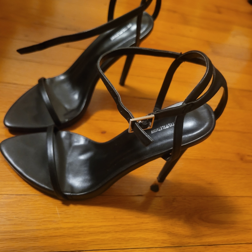 PrettyLittleThing Black Strappy Stiletto Heels